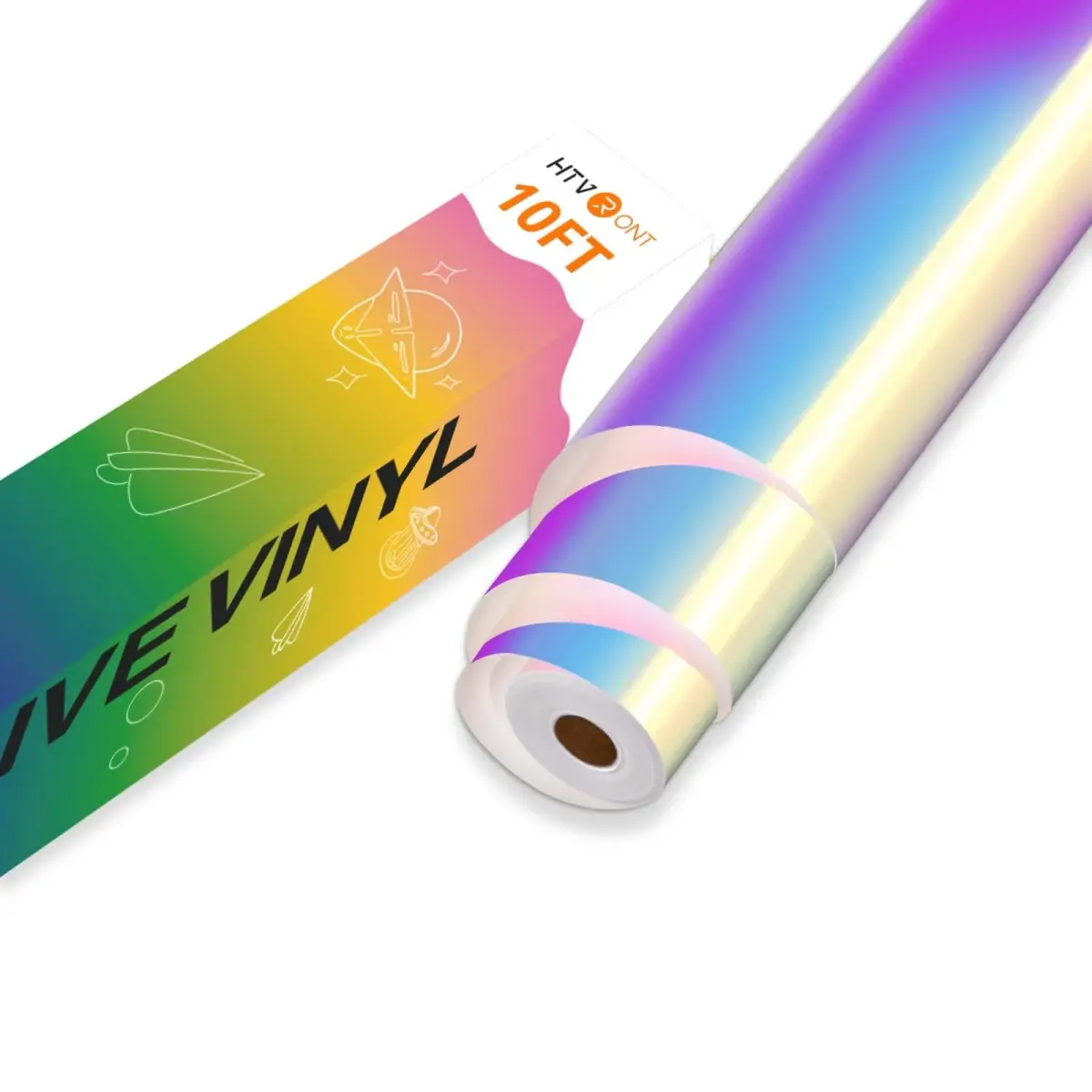 HTVRONT Holographic White Permanent Vinyl Roll 30cm x 3.05m (12" x 10FT) | Waterproof & Fade-Resistant for Crafts - main product image