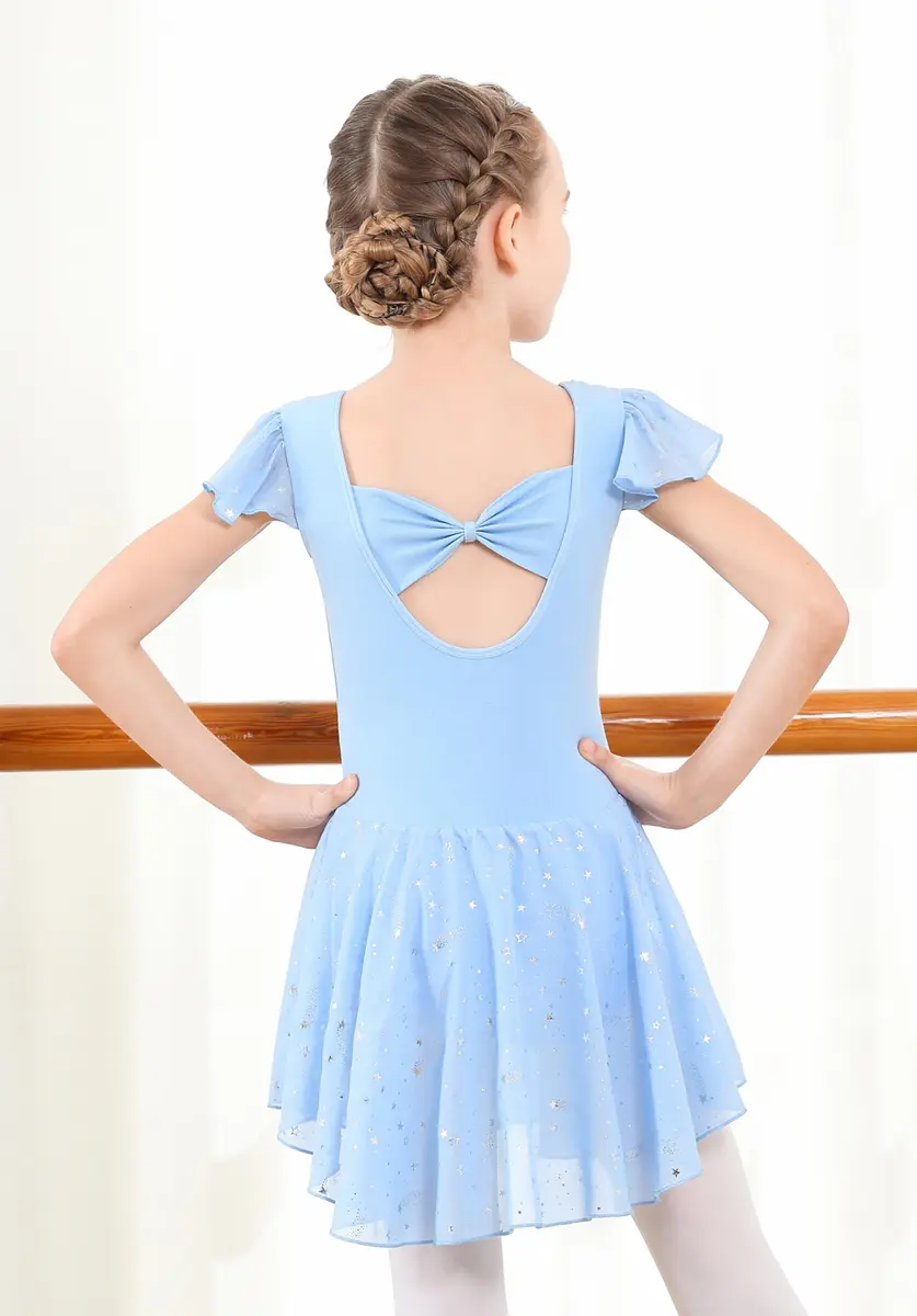 DIPUG Ballet Leotards for Girls Toddler Dance Leotard Shiny Skirts Blue - view 3