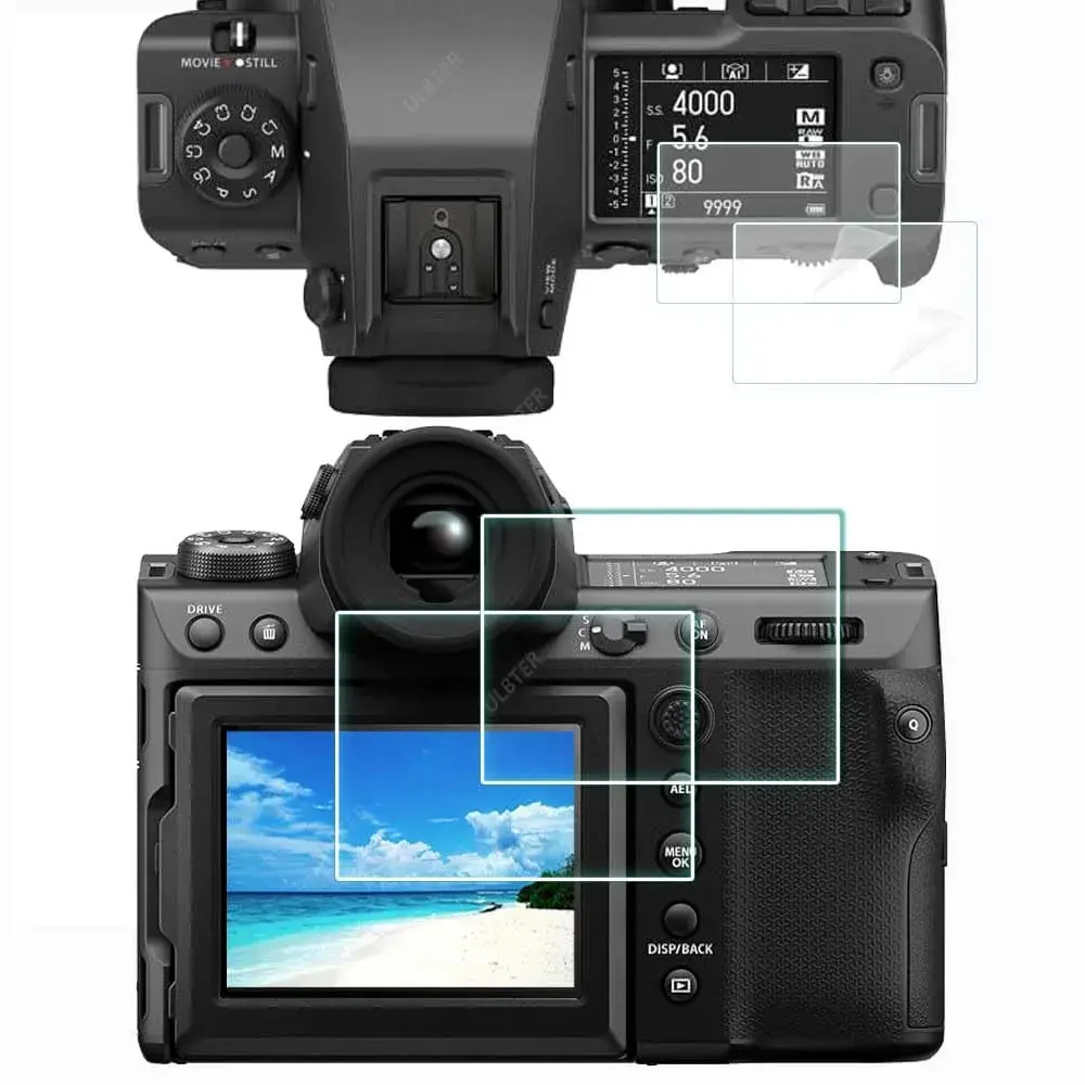 ULBTER Tempered Glass Screen Protector for Fujifilm GFX 100 II LCD & Top Screen | 2+2 Pack - main product image