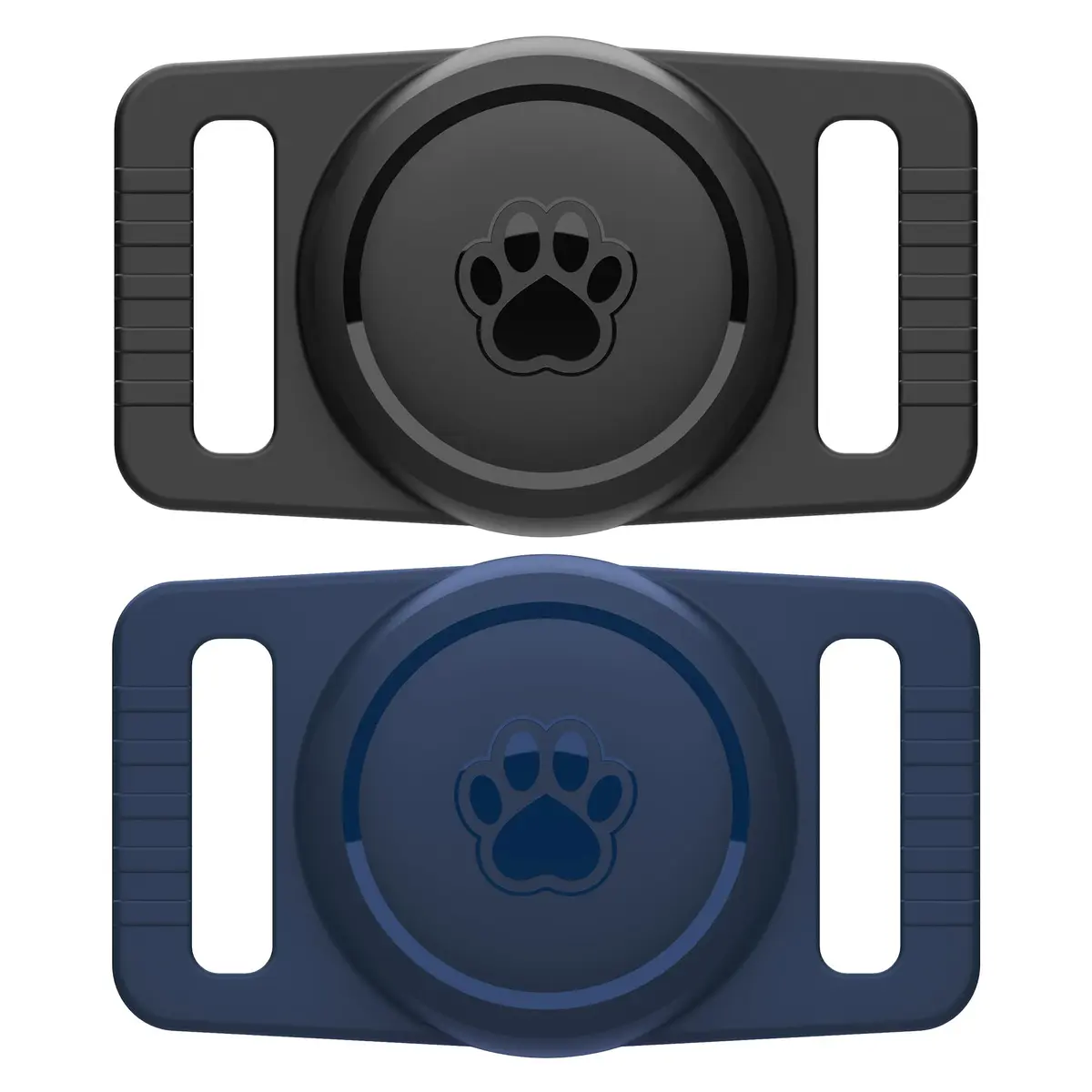 GOCII Airtag Dog Collar Holder 2 Pack, Waterproof Silicone AirTag Case for Apple AirTag (Gen 1 & 2) - Navy & Black - main product image