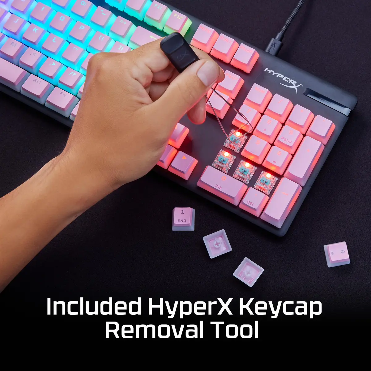 HyperX Pudding Keycaps 2 - Full Key Set - PBT - 112 Keys - Black | RGB Shine-Through, Durable, Customizable - view 6