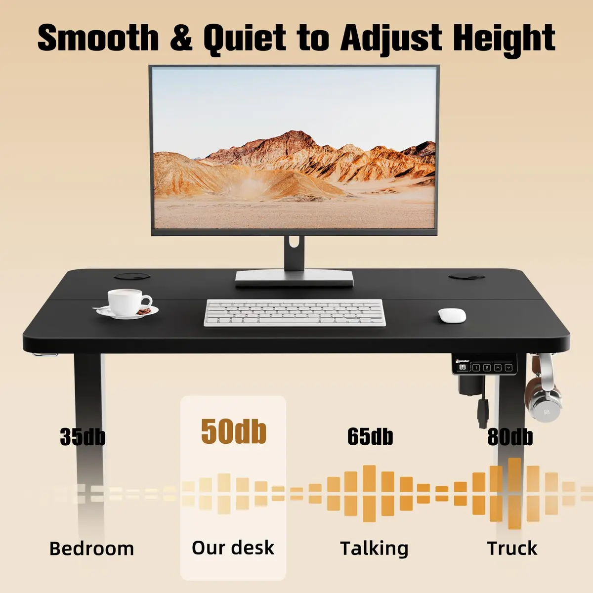 ERGOMAKER Small Standing Desk 32"x24" Height Adjustable Sit-Stand Office Black | Ergonomic & Durable - view 6