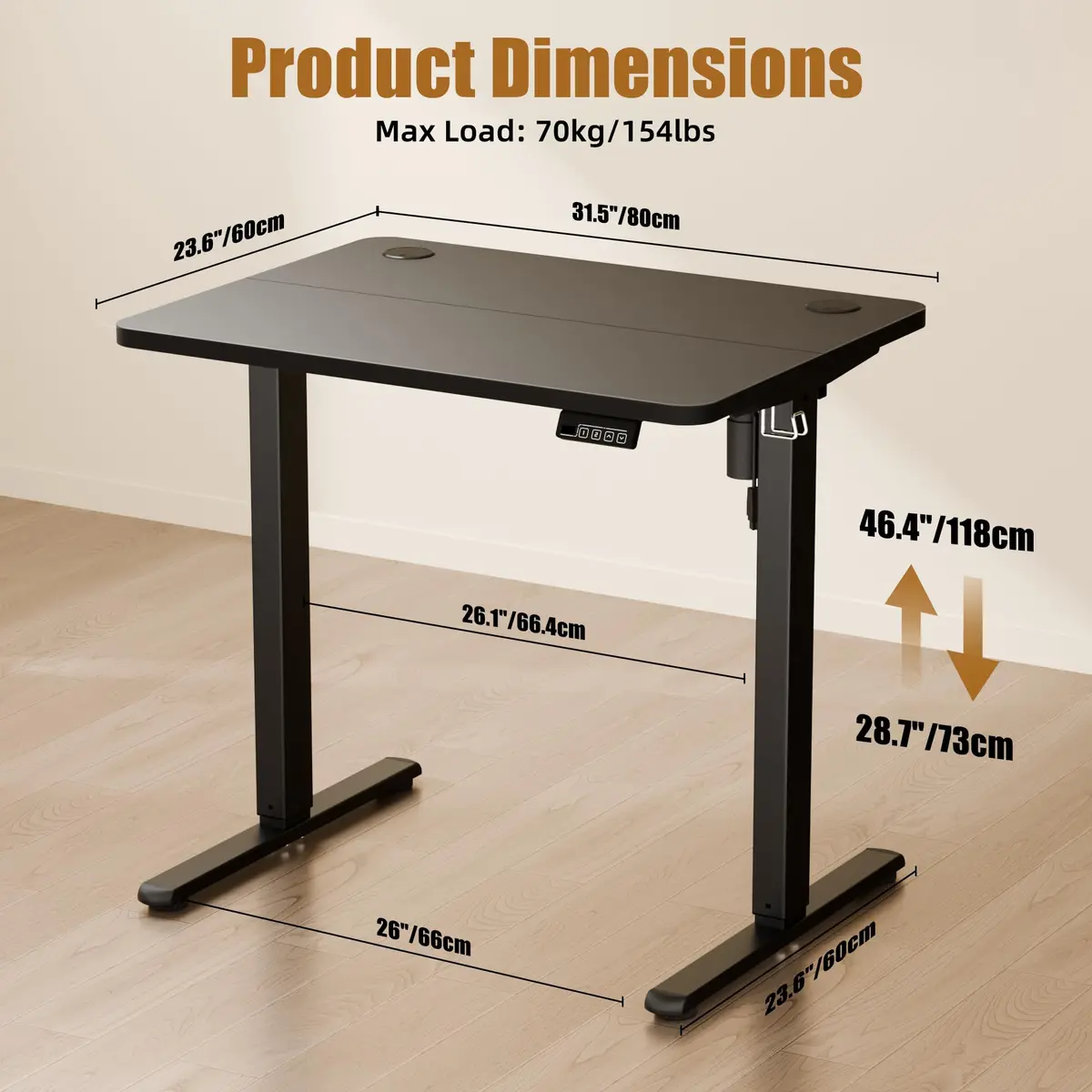 ERGOMAKER Small Standing Desk 32"x24" Height Adjustable Sit-Stand Office Black | Ergonomic & Durable - view 2