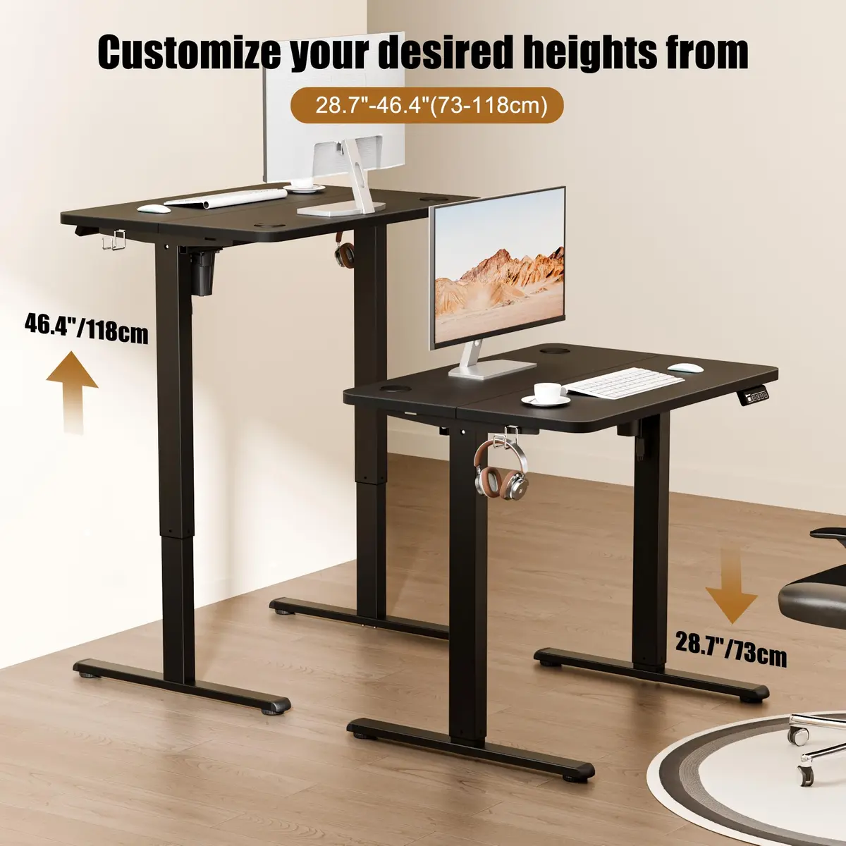 ERGOMAKER Small Standing Desk 32"x24" Height Adjustable Sit-Stand Office Black | Ergonomic & Durable - view 3