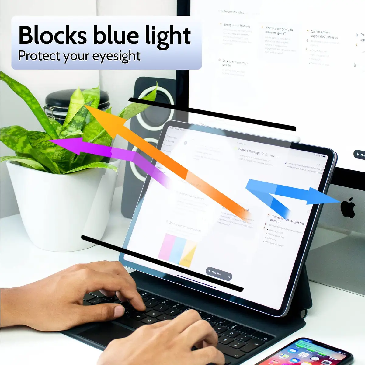 Peslv Magnetic Paper Screen Protector for iPad 10th & 11th | Anti-Glare, Reusable, Blue Light Filter (70-120 chars) - view 5