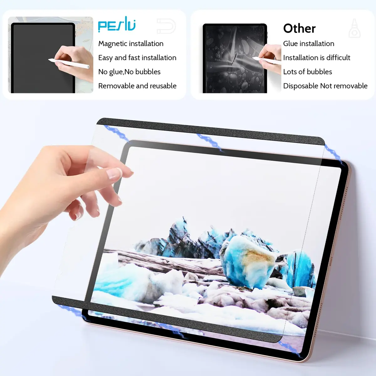 Peslv Magnetic Paper Screen Protector for iPad 10th & 11th | Anti-Glare, Reusable, Blue Light Filter (70-120 chars) - view 3