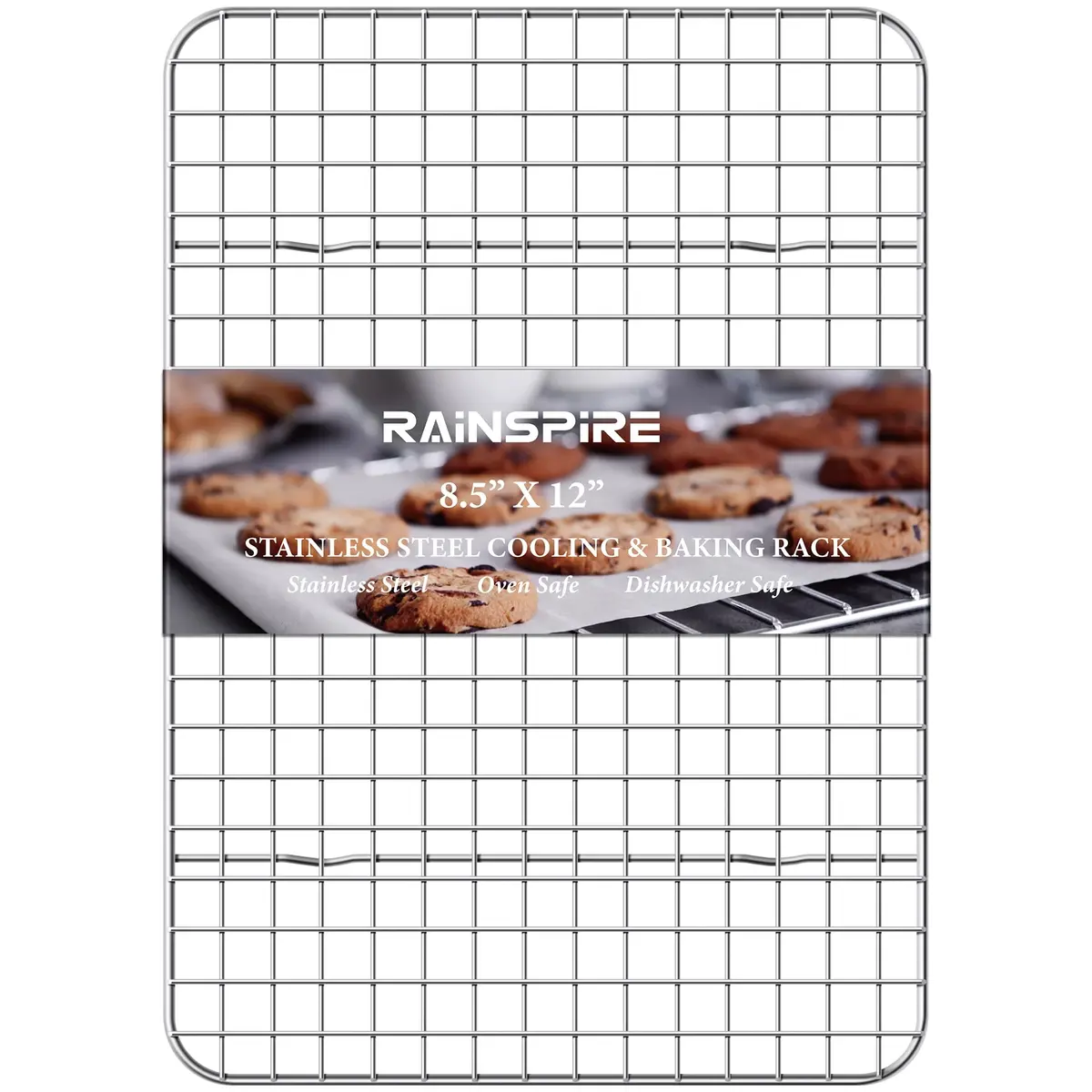 Rainspire 304 Stainless Steel Cooling Rack 21.8cm x 30.2cm (8.5"x12") | Oven-Safe, Dishwasher-Safe, Rust-Resistant - main product image