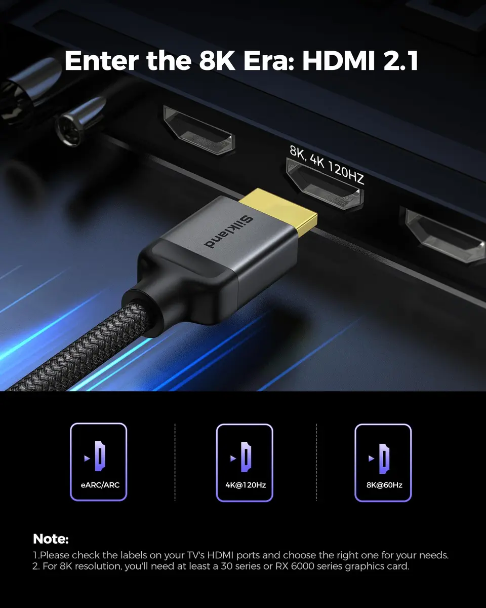 Silkland 16.5FT HDMI 2.1 Cable 48Gbps 10K 8K HDR | Ultra High Speed Braided - view 2