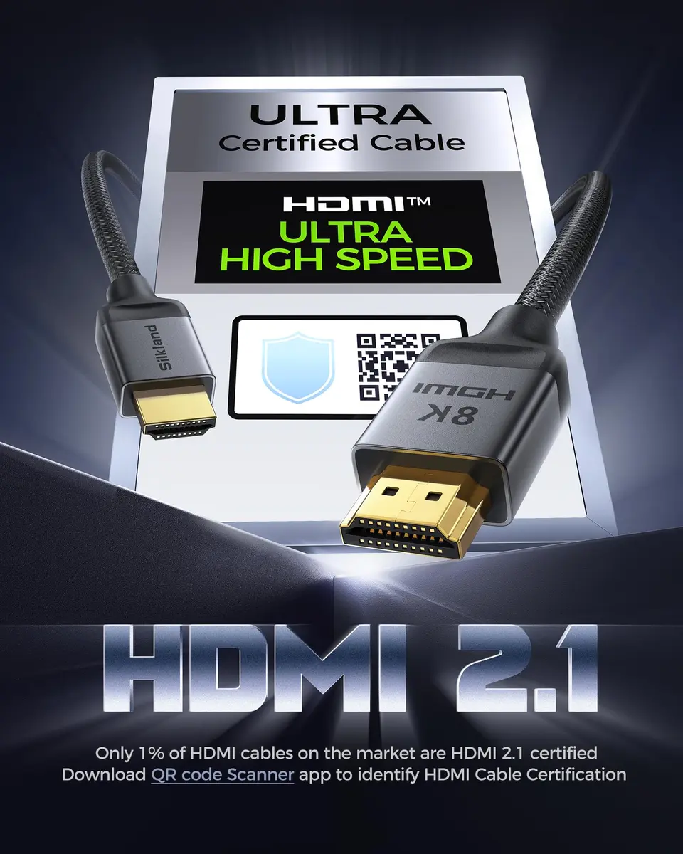 Silkland HDMI 2.1 Cable 10FT | 48Gbps HDR, Ultra High Speed, 8K/10K Support - view 2