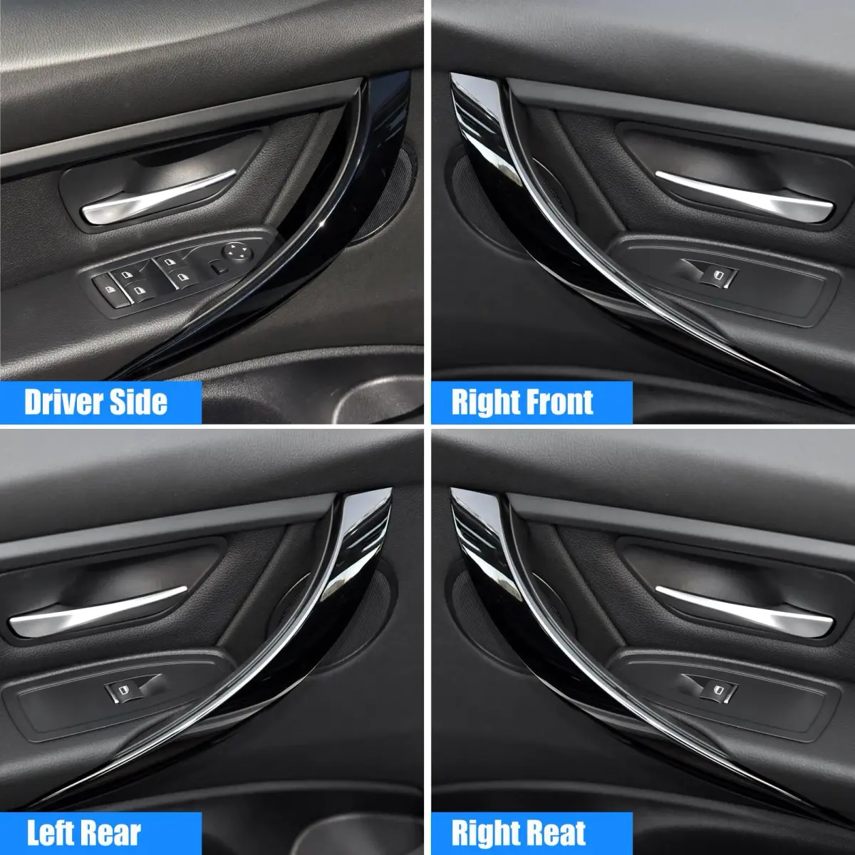Jaronx Black Interior Door Handle Set for BMW 3 Series F30 (4 Pieces) - view 2