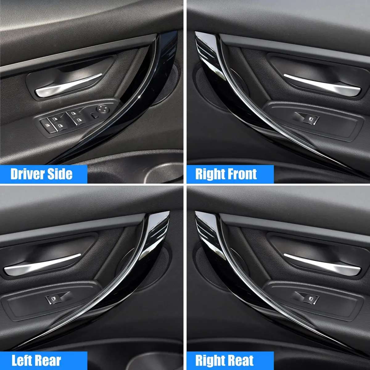 Jaronx BMW Door Handle Replacement 4PCS | Upgraded ABS & Leather, Fit 3 Series F30/F31/F80 M3 (4.24 in x 3.94 in) - view 2