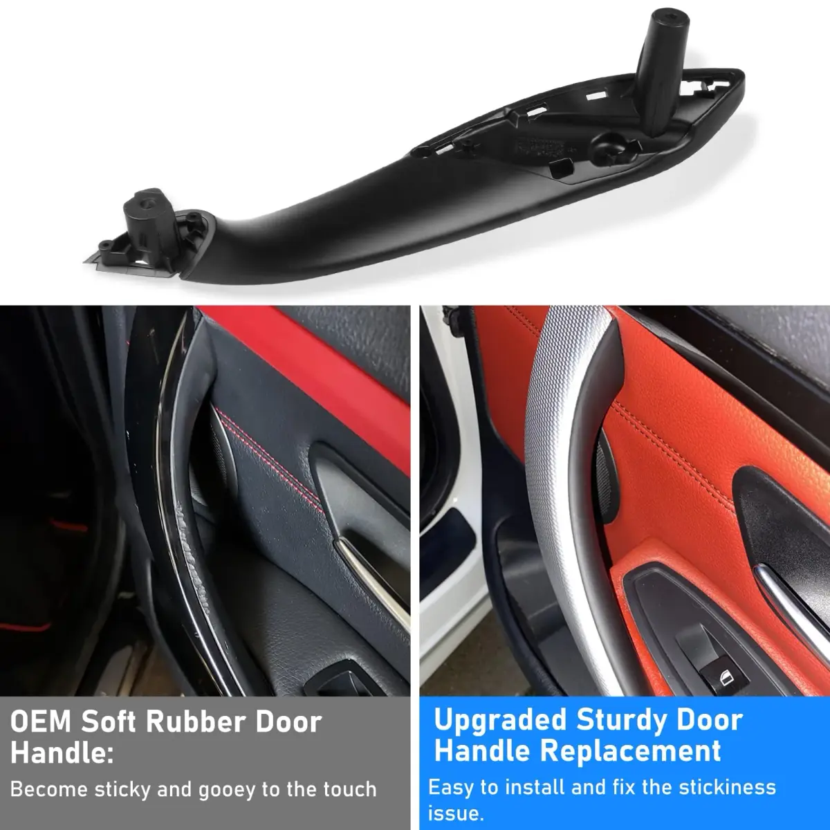 Jaronx Black Interior Door Handle Set for BMW 3 Series F30 (4 Pieces) - view 3
