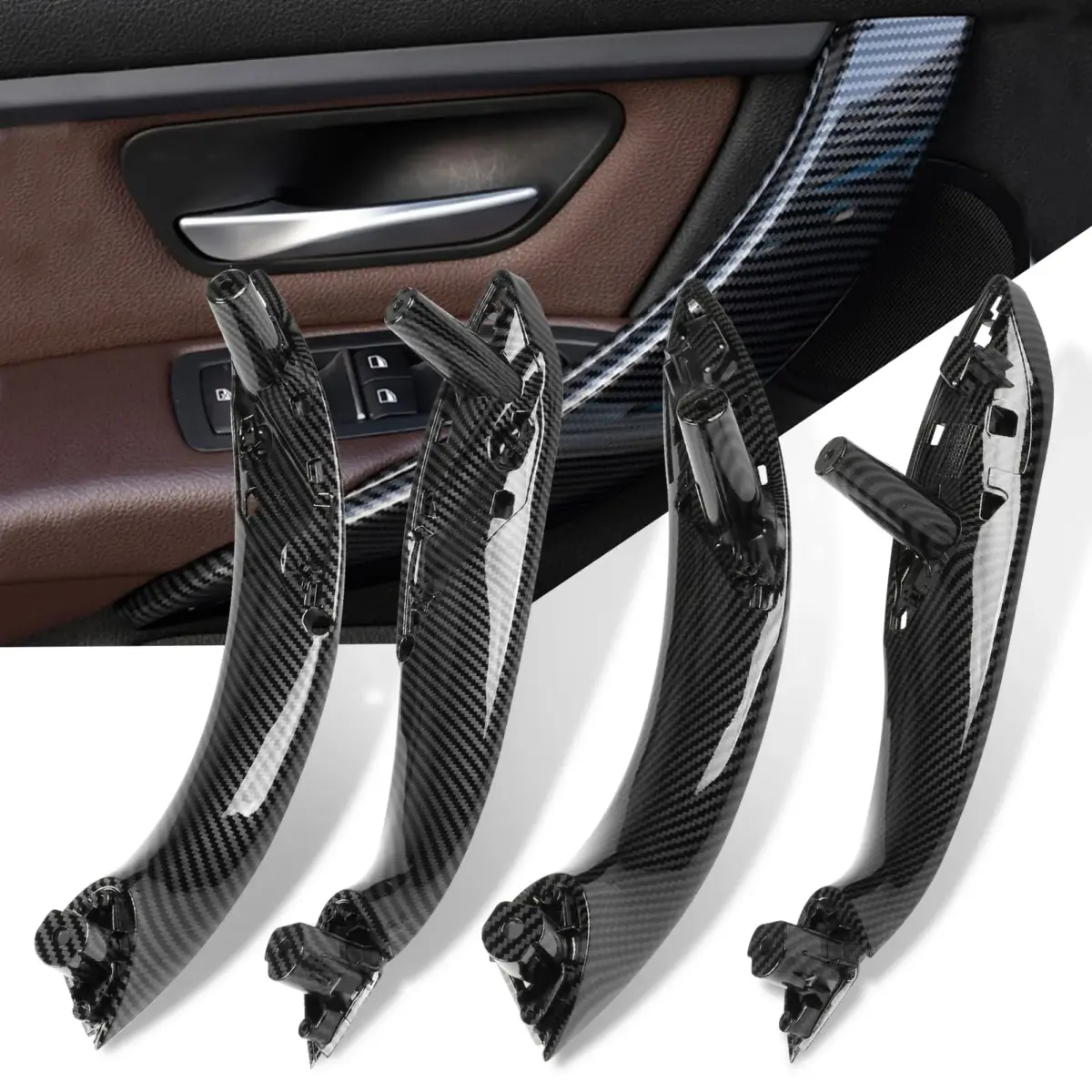 Jaronx Carbon Fiber 4-Piece Door Handle Replacement Set for BMW 3 Series F30/F31/F80 M3 - main product image