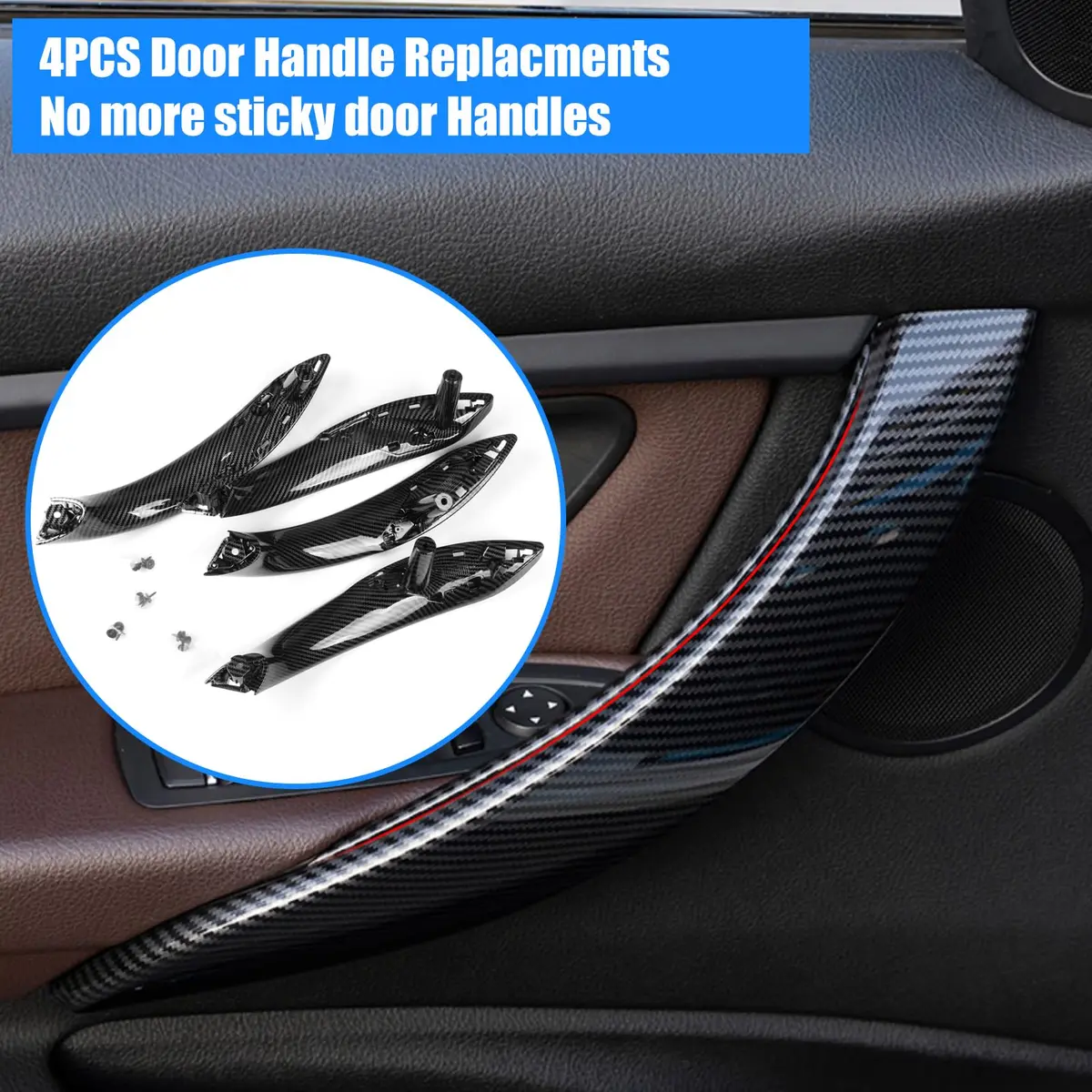 Jaronx 4PCS Door Handles Replacement for BMW 3 Series F30/F31/F80 M3 | Carbon Fiber Finish, Easy Install - view 6