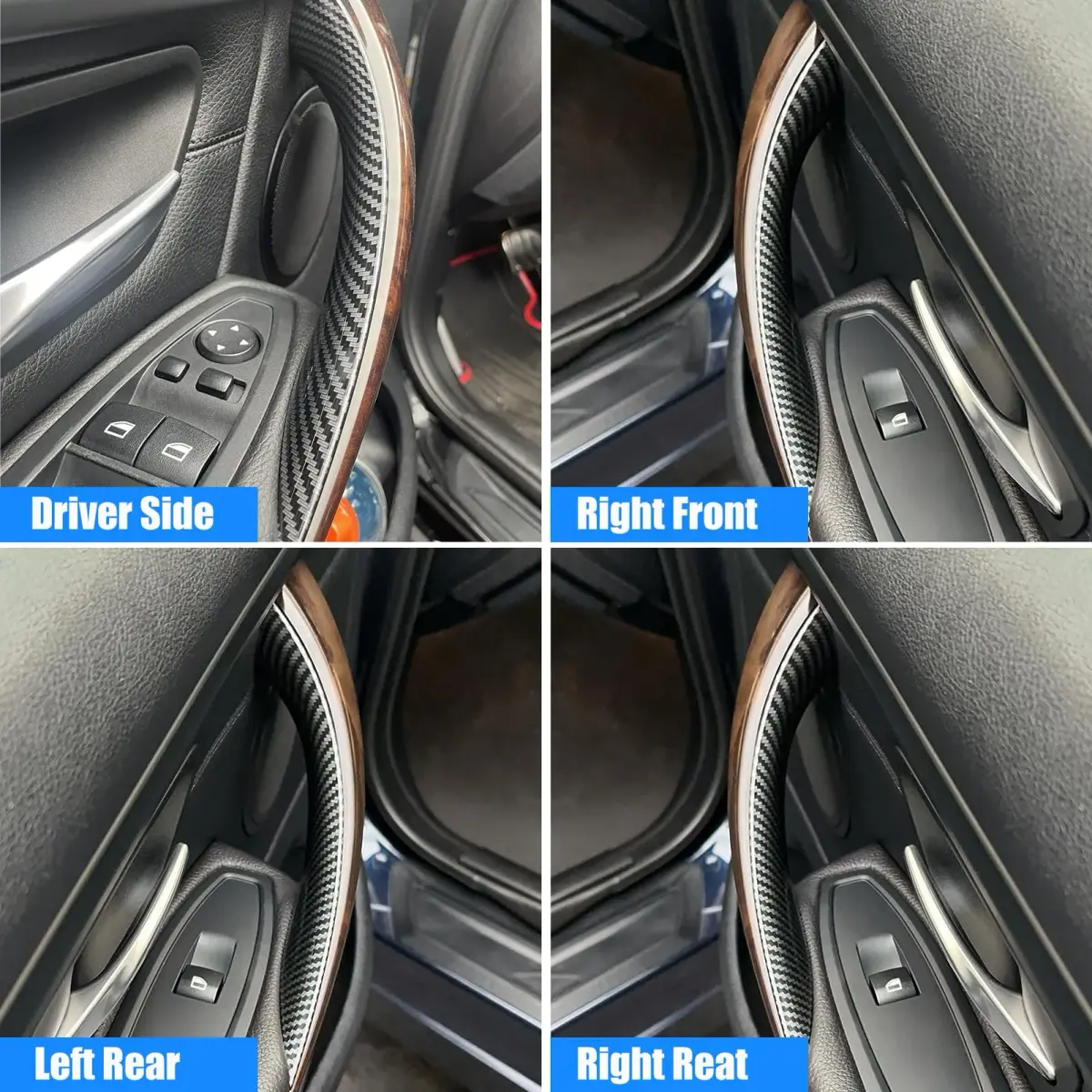 Jaronx Carbon Fiber 4-Piece Door Handle Replacement Set for BMW 3 Series F30/F31/F80 M3 - view 3