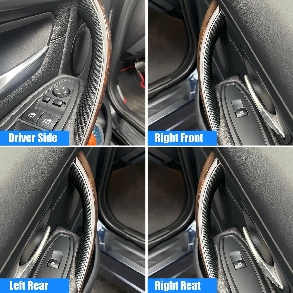 Jaronx 4PCS Door Handles Replacement for BMW 3 Series F30/F31/F80 M3 | Carbon Fiber Finish, Easy Install - view 3