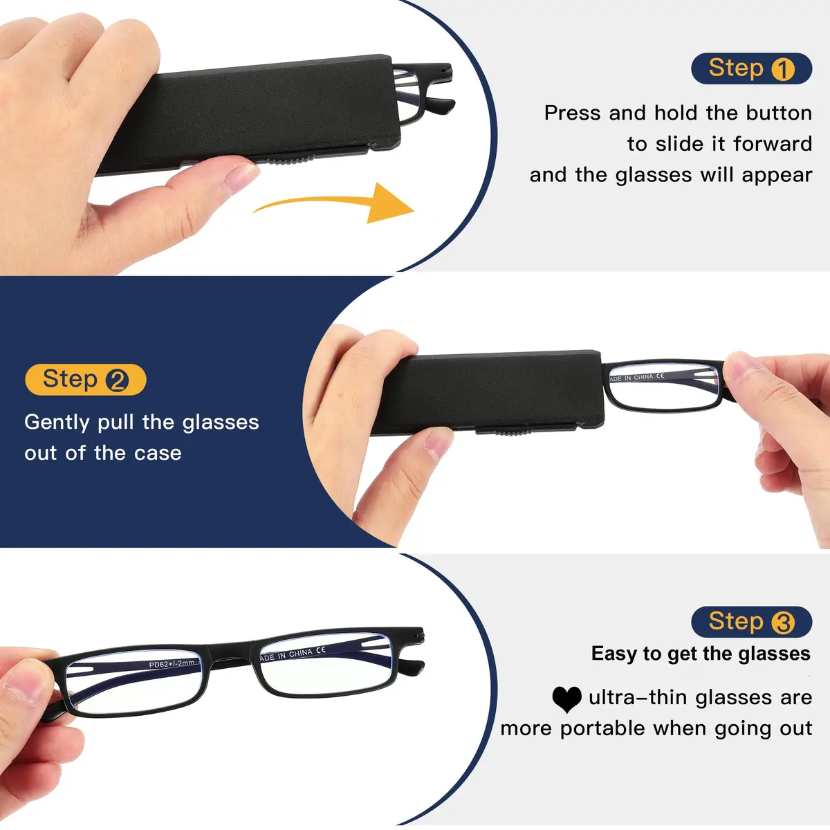 TOVEEN Compact Folding Reading Glasses +1.0 | Ultra Slim Blue Light Blockers for Screen Fatigue - view 6