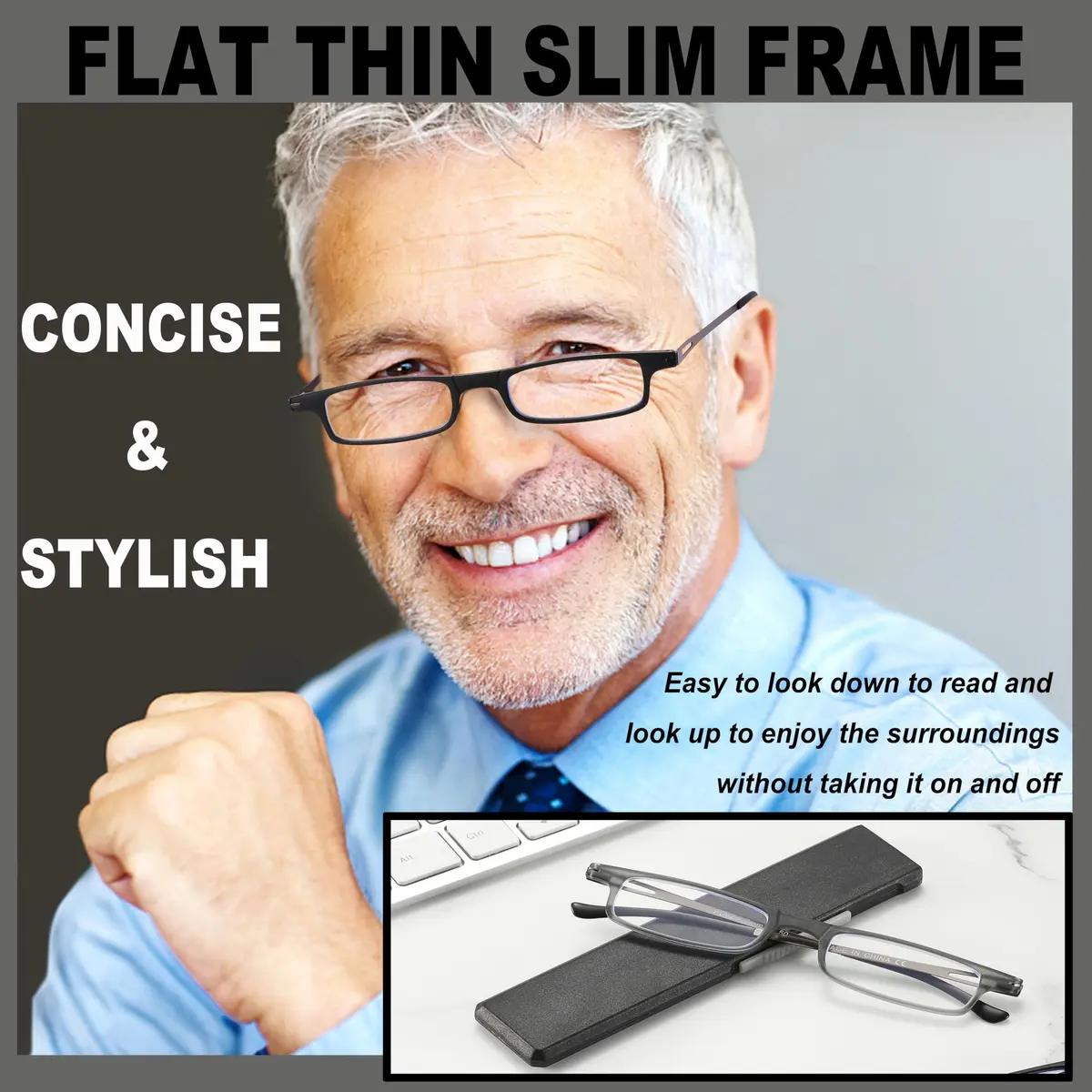 TOVEEN Compact Folding Reading Glasses +1.0 | Ultra Slim Blue Light Blockers for Screen Fatigue - view 2