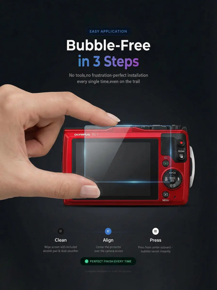 iDaPro Screen Protector + Lens Protector for Olympus TG-7/TG-6/TG-5 | 9H Hardness, HD Clarity, Easy Install - view 5