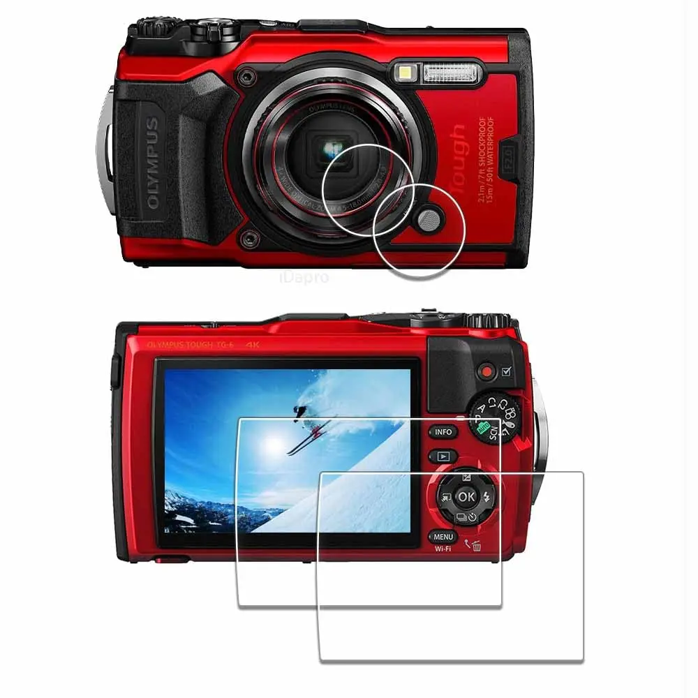 iDaPro Screen Protector + Lens Protector for Olympus TG-7/TG-6/TG-5 | 9H Hardness, HD Clarity, Easy Install - main product image