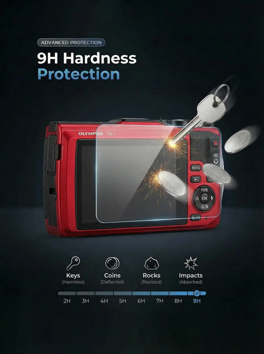 iDaPro Screen Protector + Lens Protector for Olympus TG-7/TG-6/TG-5 | 9H Hardness, HD Clarity, Easy Install - view 2