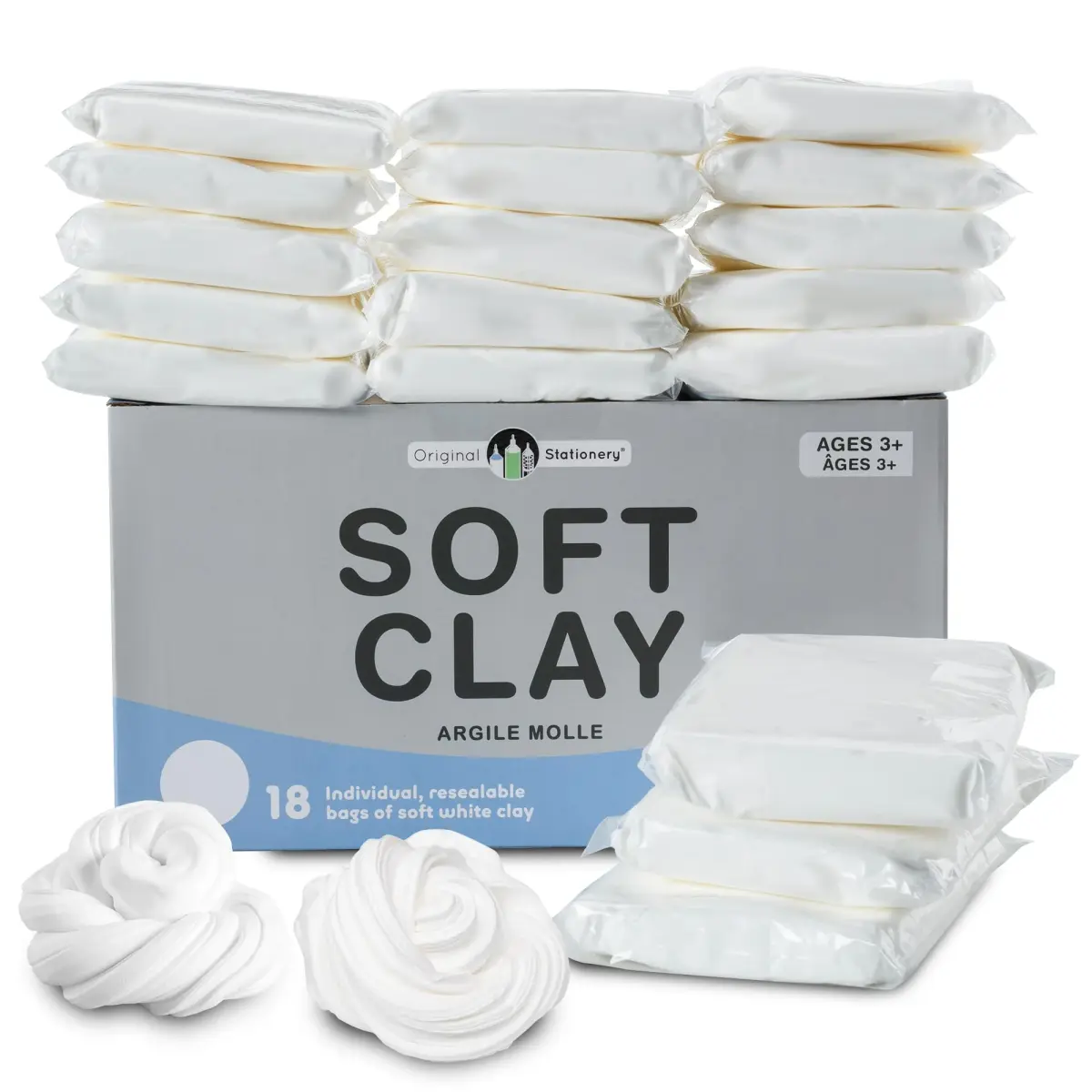 Original Stationery White Soft Clay Modeling Compound 1.8 kg (4 lb) | Air Dry Cloud Dough & Butter Slime Clay for DIY Slime Kit, Arts & Crafts, Ages 7+ - main product image