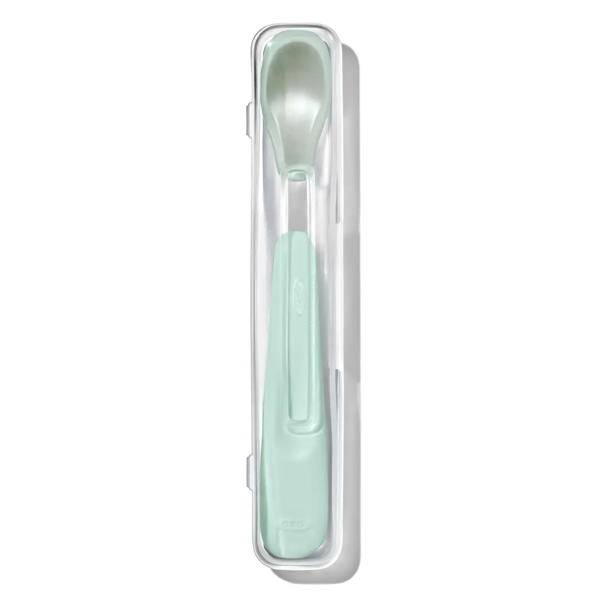 OXO Tot On-The-Go Feeding Spoon - Opal | Soft Silicone Baby Utensil with Travel Case - main product image