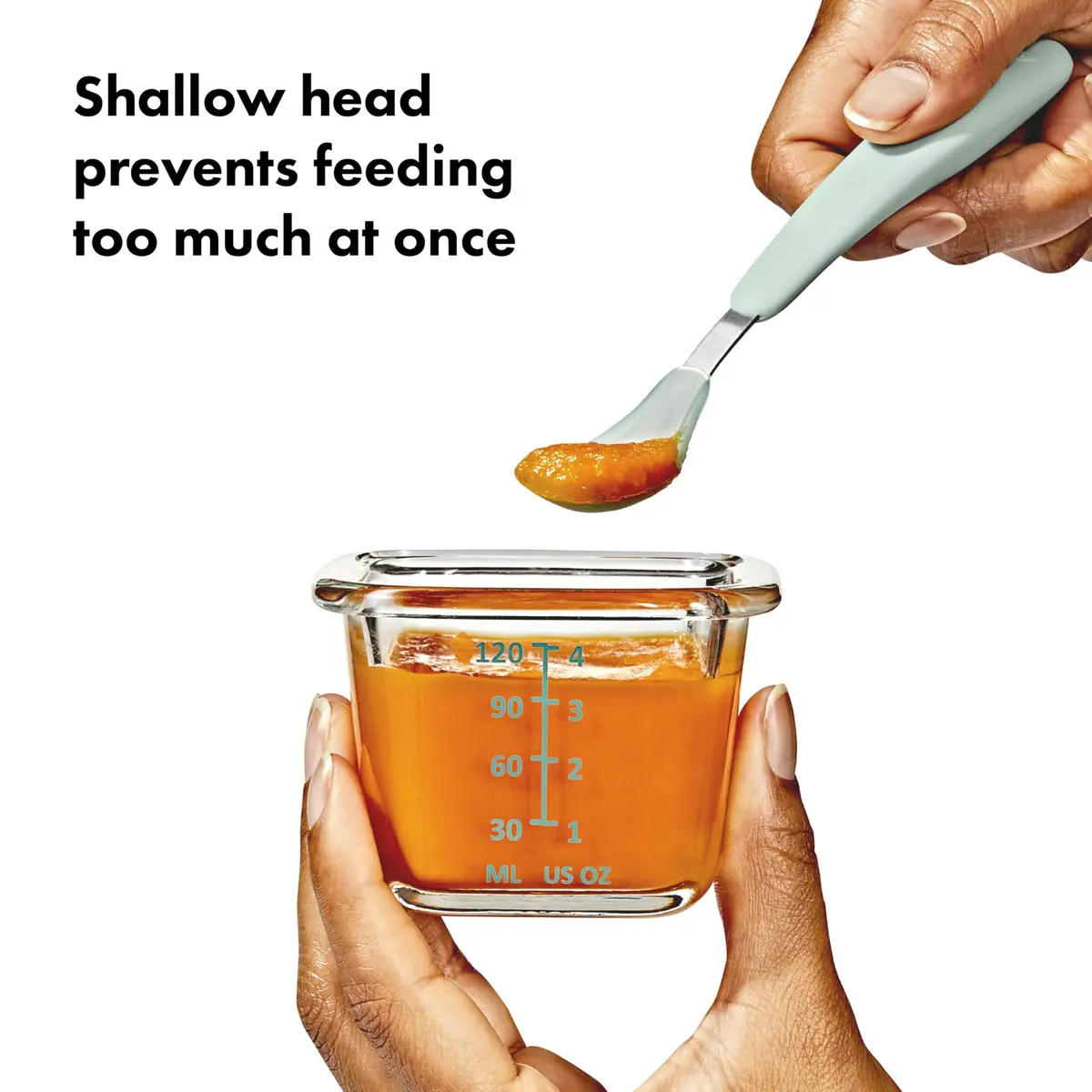 OXO Tot On-The-Go Feeding Spoon - Opal | Soft Silicone Baby Utensil with Travel Case - view 2