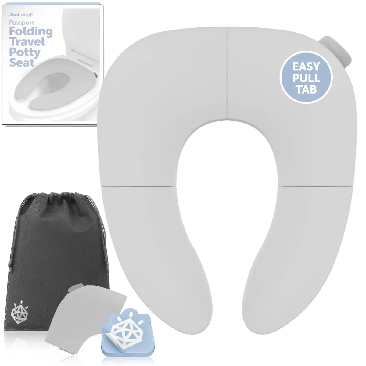 Jool Baby Folding Travel Potty Training Seat – Easy-Remove Pull Tab (Gray) | Portable, Compact & Lightweight - main product image