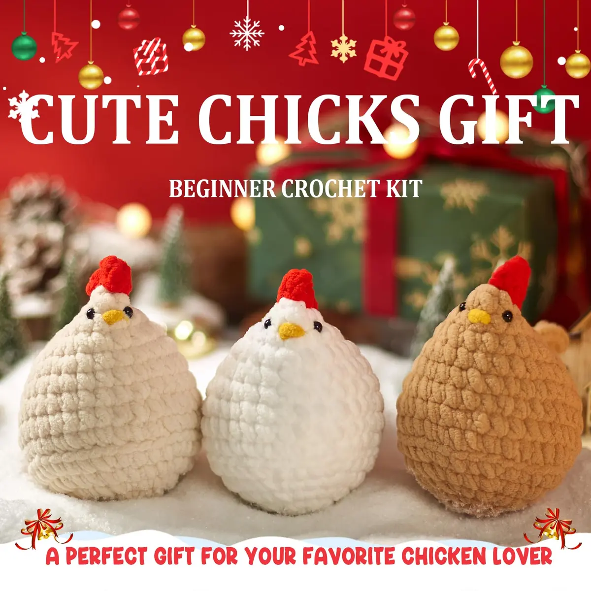 MAGIMUSE Crochet Kit for Beginners, 3 Pcs Chicken Crochet Craft Kit | Step-by-Step Video & Extra Yarn - view 6