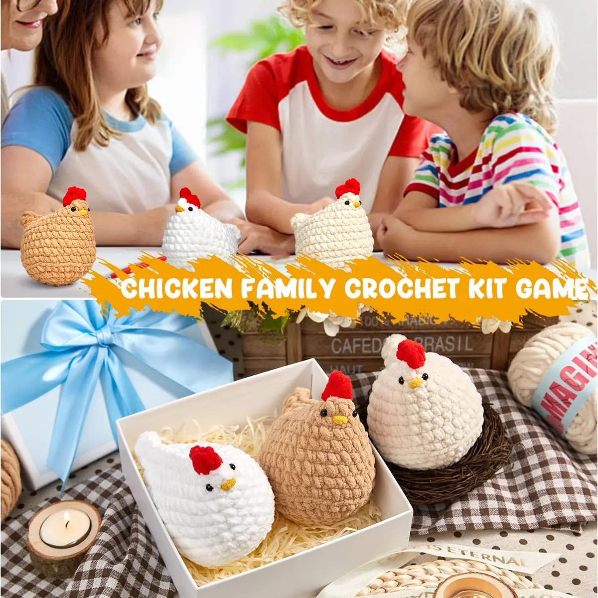 MAGIMUSE Crochet Kit for Beginners, 3 Pcs Chicken Crochet Craft Kit | Step-by-Step Video & Extra Yarn - view 7