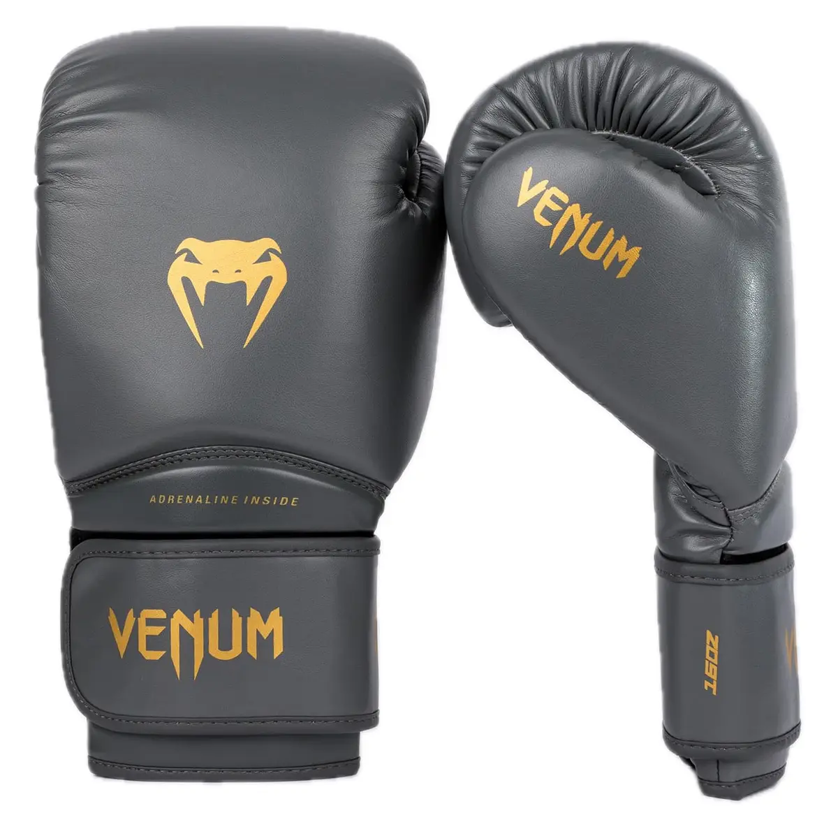 Venum Contender 1.5 Boxing Gloves - Grey/Gold - 14-Ounce | Durable Semi-Leather, Impact Absorbing Foam, Wrist Support - main product image