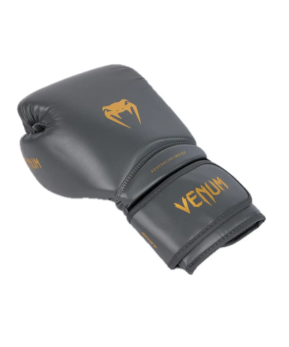 Venum Contender 1.5 Boxing Gloves - Grey/Gold - 14-Ounce | Durable Semi-Leather, Impact Absorbing Foam, Wrist Support - view 3