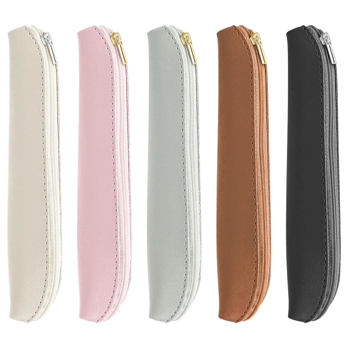 Aswewamt 5 Pcs Elastic Notebook Band Holders PU Leather Adjustable Pen Zipper Sleeve Pouch for Notebook Planners Binders Books | Multifunctional, Portable, PU Leather - main product image