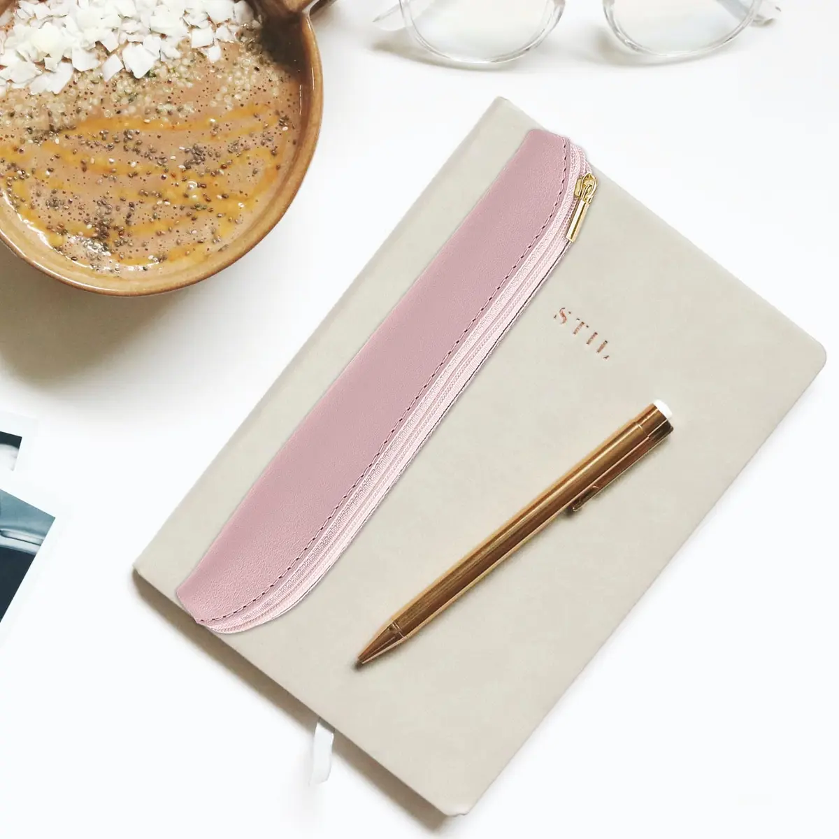Aswewamt 5 Pcs Elastic Notebook Band Holders PU Leather Adjustable Pen Zipper Sleeve Pouch for Notebook Planners Binders Books | Multifunctional, Portable, PU Leather - view 5