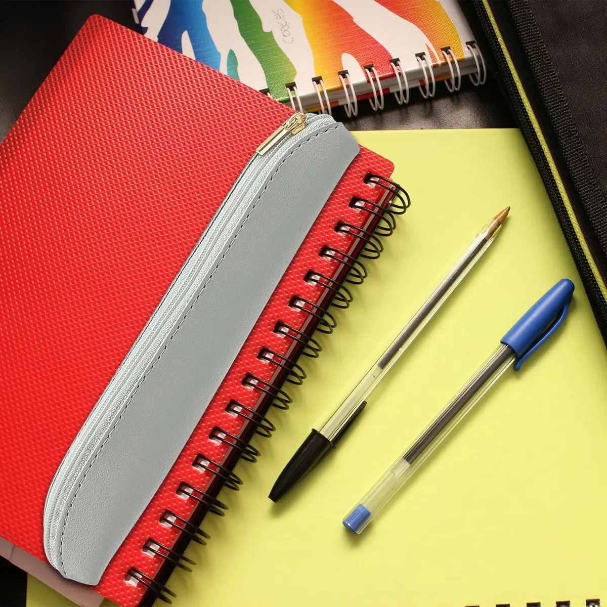 Aswewamt 5 Pcs Elastic Notebook Band Holders PU Leather Adjustable Pen Zipper Sleeve Pouch for Notebook Planners Binders Books | Multifunctional, Portable, PU Leather - view 6