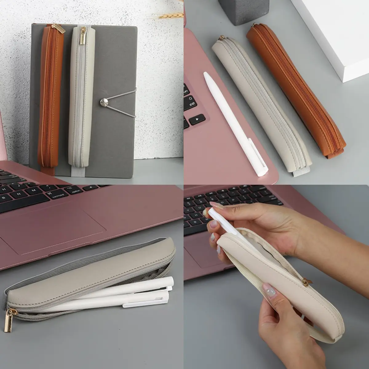 Aswewamt 5 Pcs Elastic Notebook Band Holders PU Leather Adjustable Pen Zipper Sleeve Pouch for Notebook Planners Binders Books | Multifunctional, Portable, PU Leather - view 3