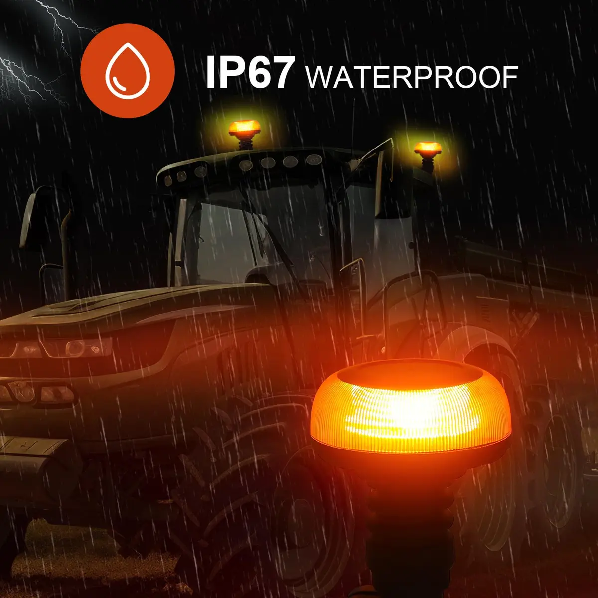 Agrieyes W57P Amber LED Beacon Light, Pole Mount Strobe Light 19W (12V) | High Visibility Emergency Vehicle Warning Light - view 4