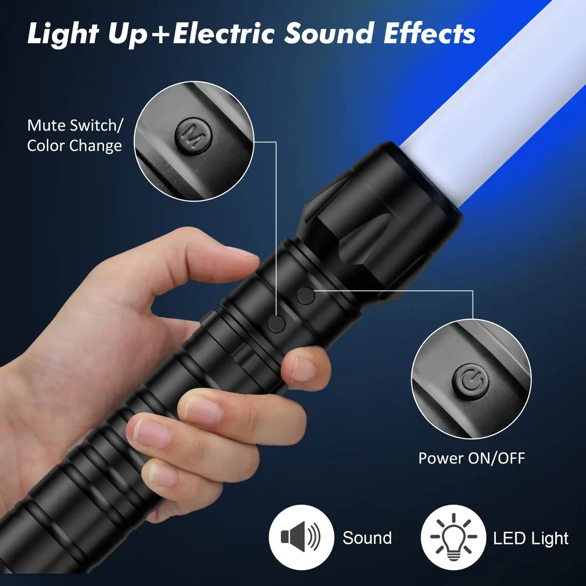 Kenpora Light Sabers for Kids | Extendable, Motion Sensitive FX Sound, Safe Plastic, 16.9-31.9 inches - view 5
