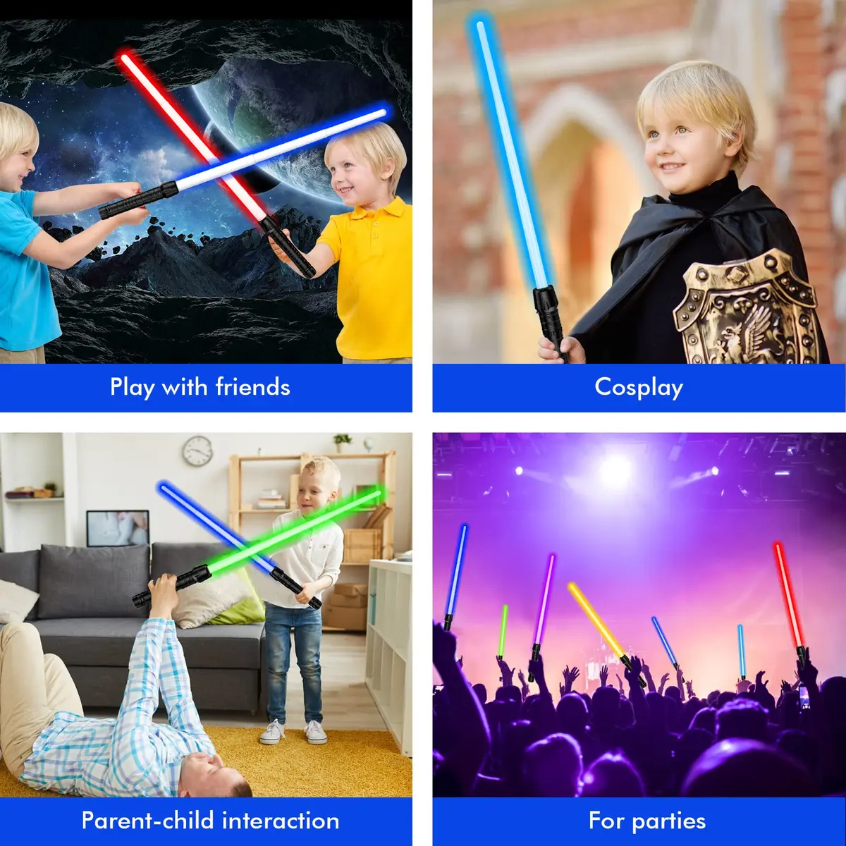 Kenpora Light Sabers for Kids | Extendable, Motion Sensitive FX Sound, Safe Plastic, 16.9-31.9 inches - view 3