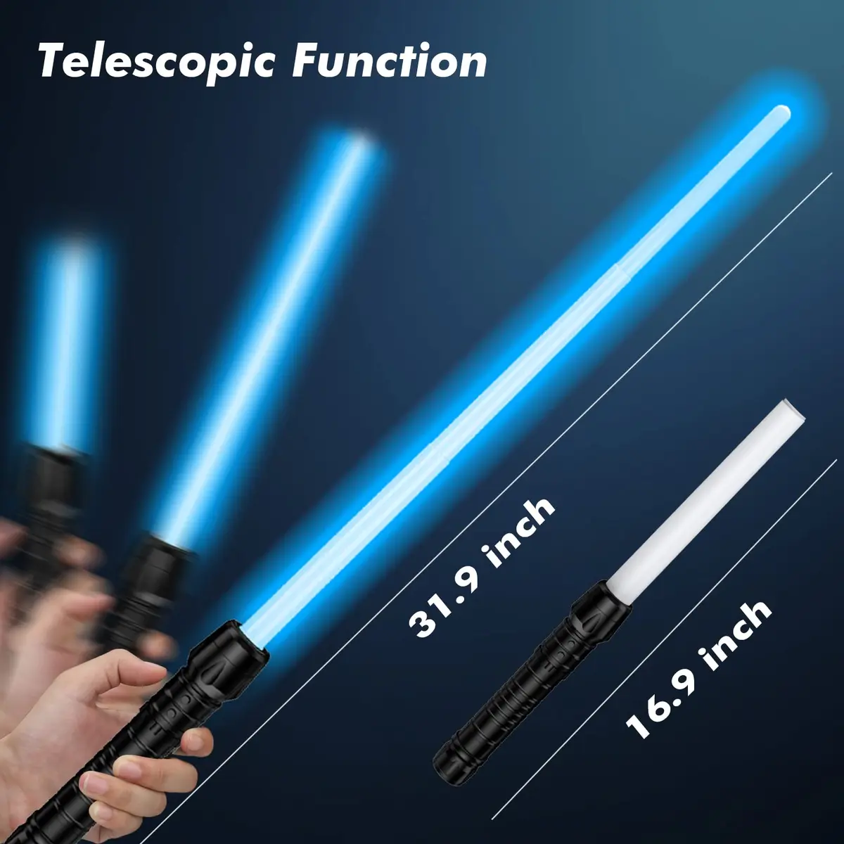 Kenpora Light Sabers for Kids | Extendable, Motion Sensitive FX Sound, Safe Plastic, 16.9-31.9 inches - view 4