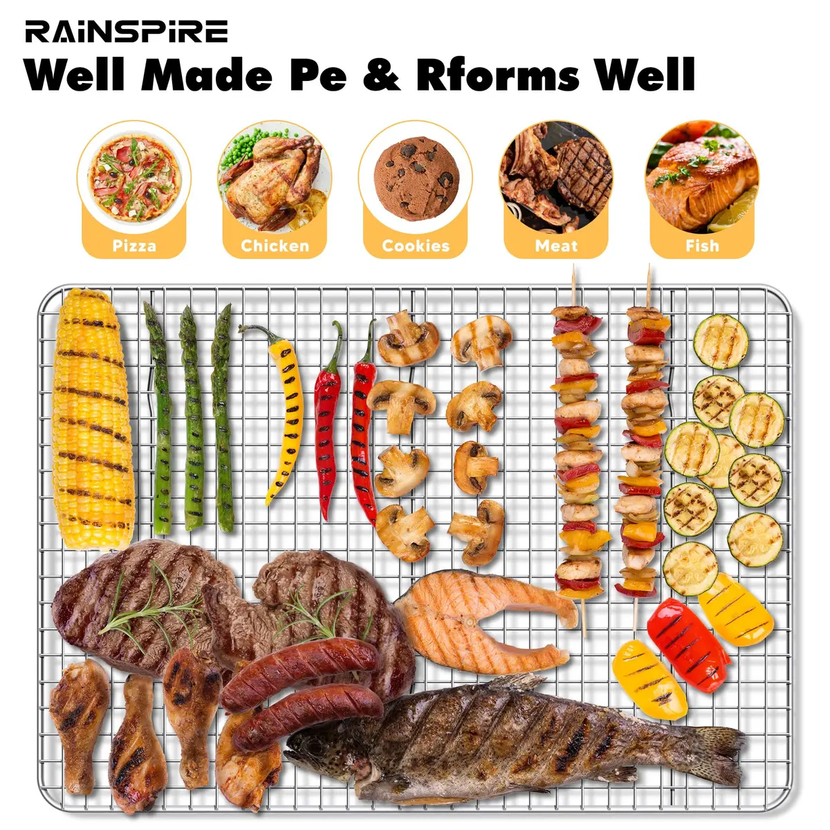 Rainspire 304 Stainless Steel Cooling Rack 10"x15" (25.6cm x 37.4cm) | Heavy Duty Oven Safe Wire Rack for Baking, Broiling, Roasting - view 6