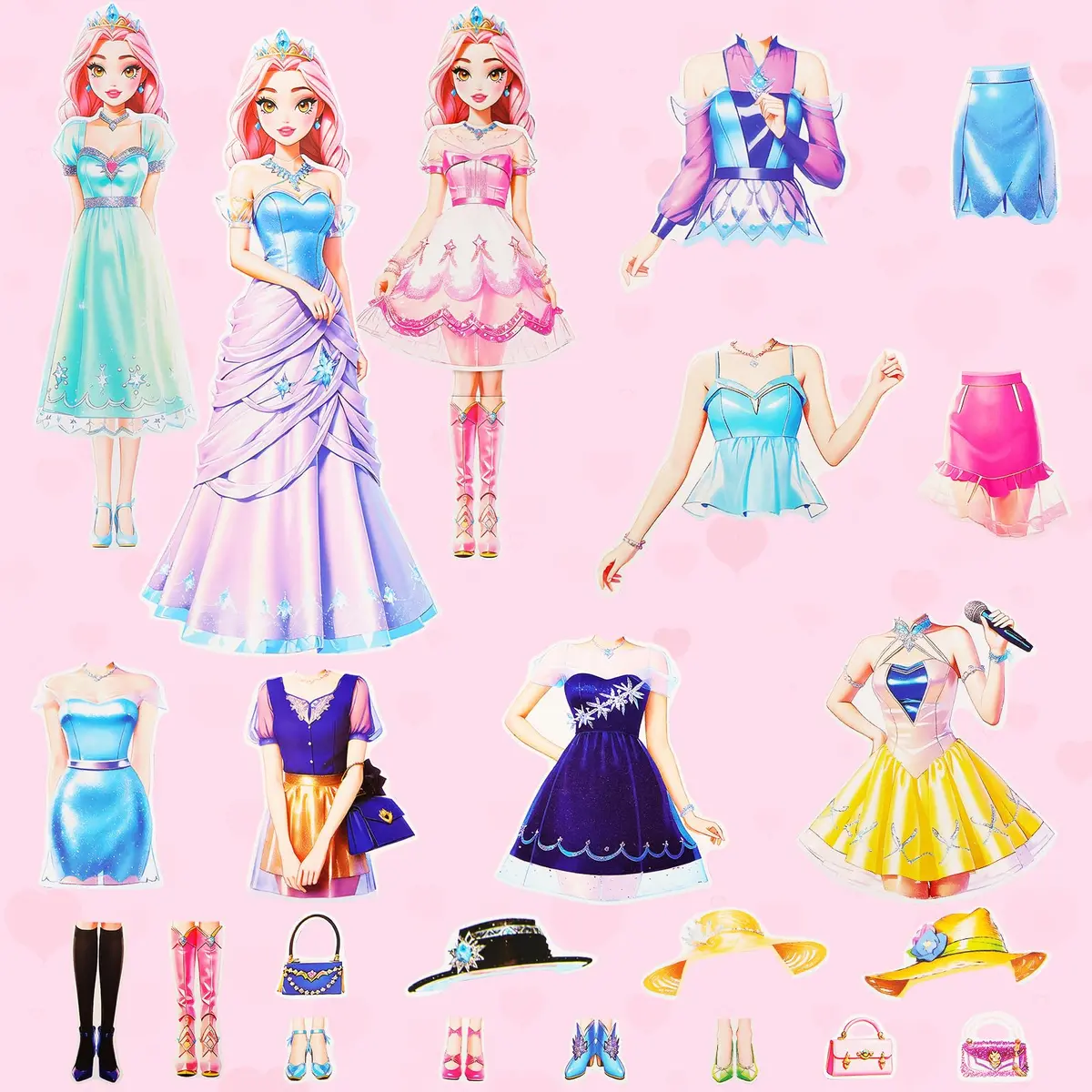 PainZieteg Magnetic Dress Up Dolls for Girls 4-10 | Creative Magnetic Princess Paper Doll Set - view 7