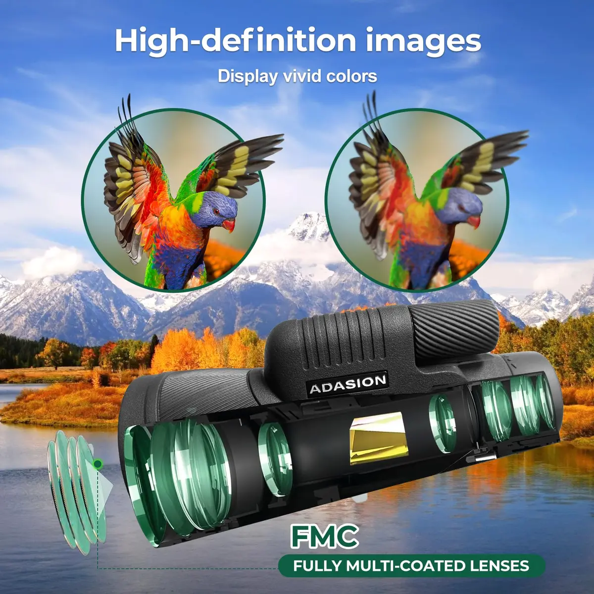 Adasion 15x56 Monoculars for Adults High Powered | HD Vision, IPX7 Waterproof, Phone Adapter & Tripod - view 4