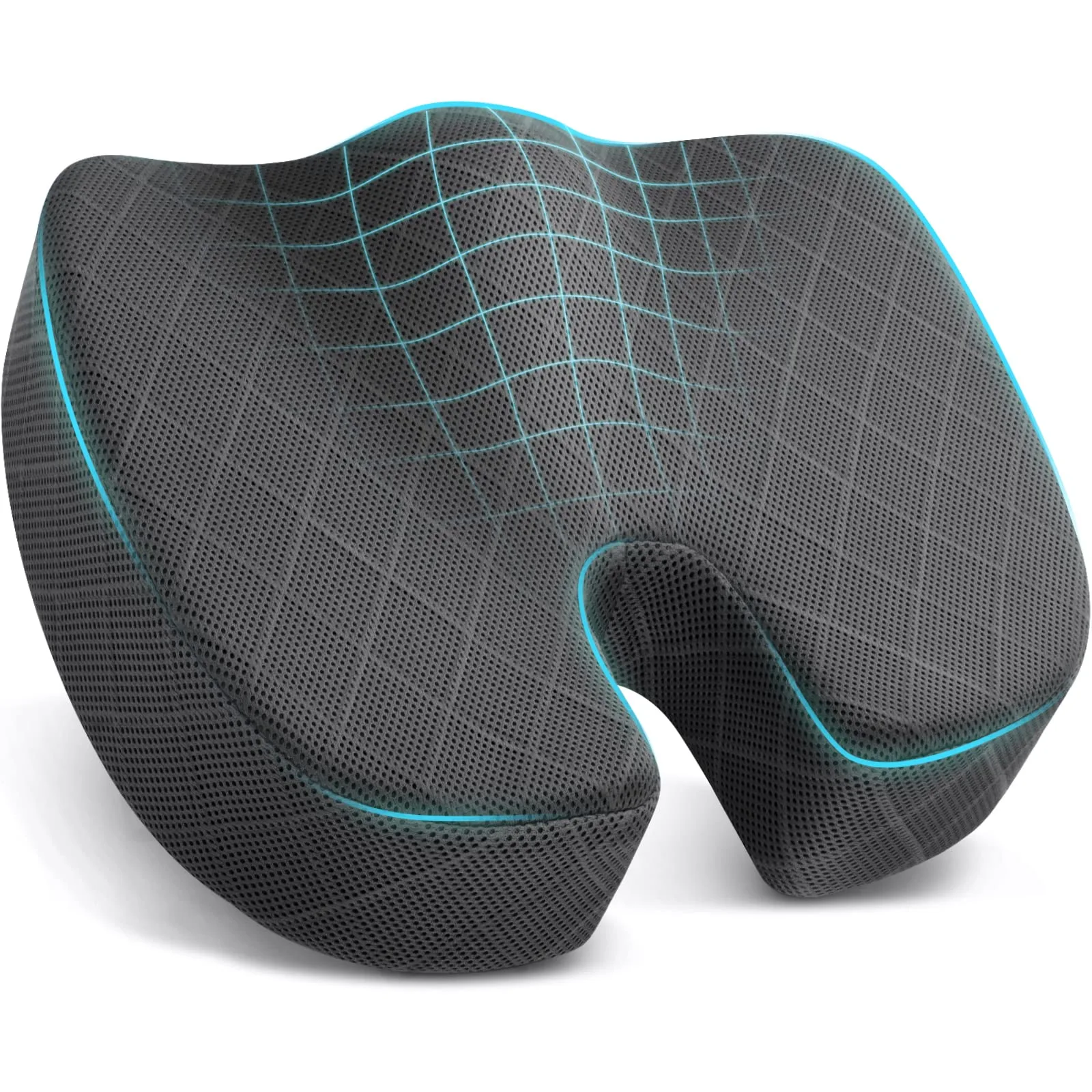 TushGuard Grey XX-Large Seat Cushion | Ergonomic Memory Foam for Long Sitting - main product image