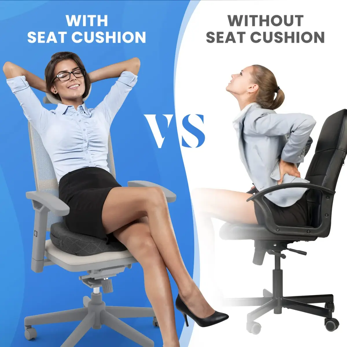 TushGuard Grey XX-Large Seat Cushion | Ergonomic Memory Foam for Office Chair & Car Seat - view 7