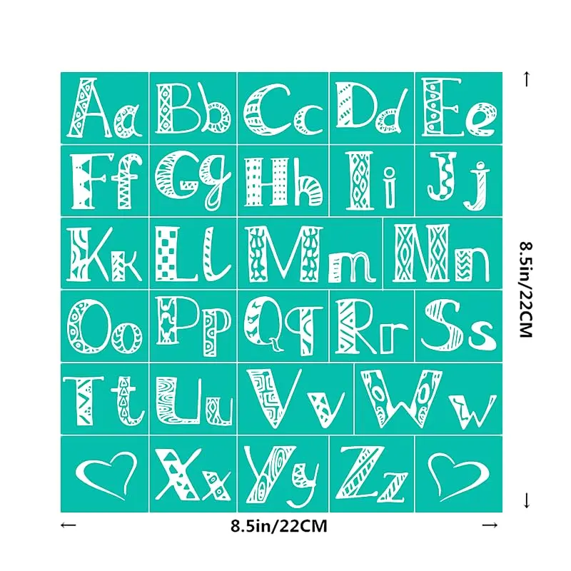 JAJADO Reusable Silk Screen Transfers Letter Symbol Alphabet DIY Stencils 8.5x11 inch | Adhesive Mesh for Painting & Craft - view 5