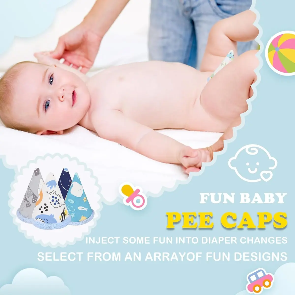 AMAZYC-US Pee Covers Baby Boy | Reusable Diaper Changing Accessory in 5 Styles - view 3