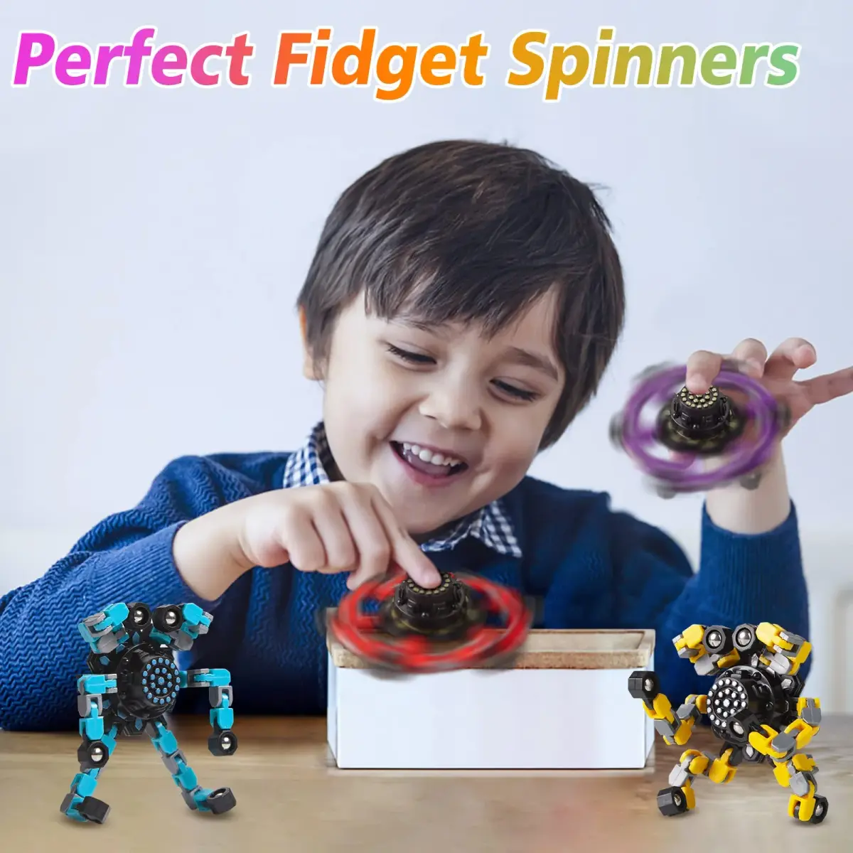Gokeey Transformable Fidget Spinners 3 Pcs | Stress Relief Sensory Toys for Kids and Adults - view 2
