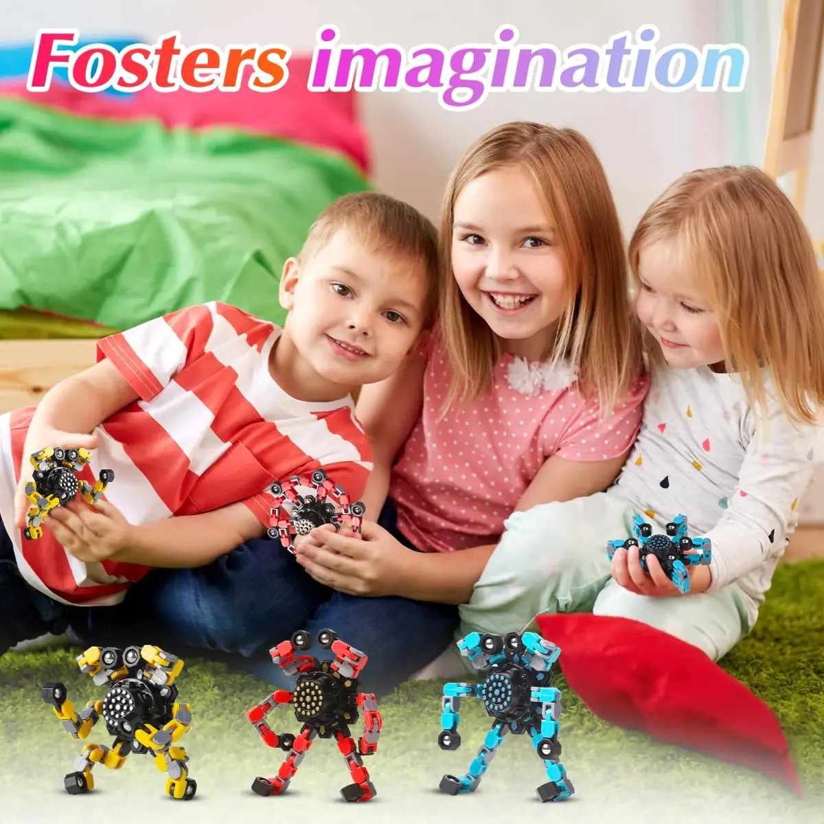 Gokeey Transformable Fidget Spinners 3 Pcs | Stress Relief Sensory Toys for Kids and Adults - view 4